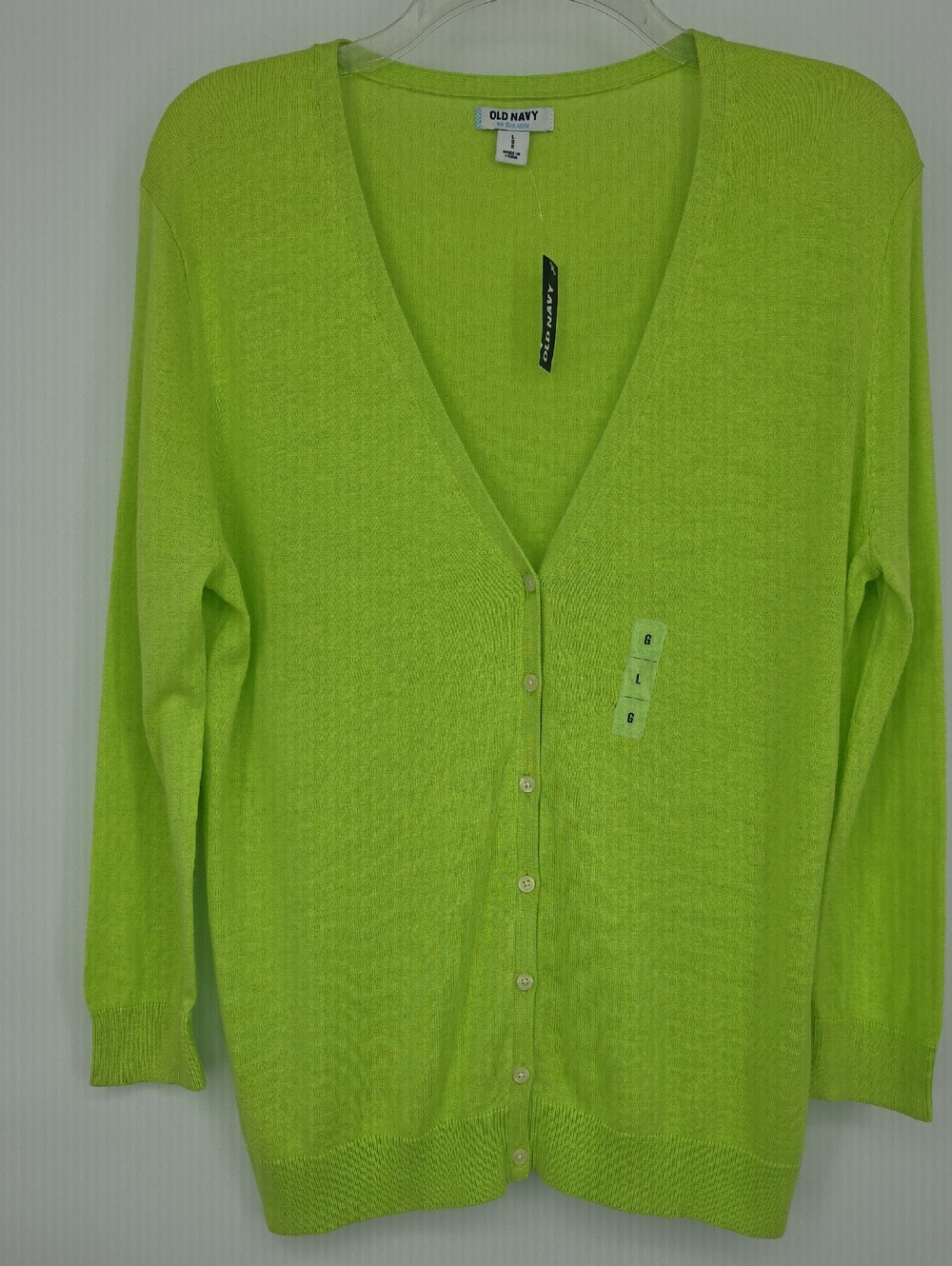 Old Navy Lime Green Lightweight Cardigan Size Large Spring Summer Layer NWT